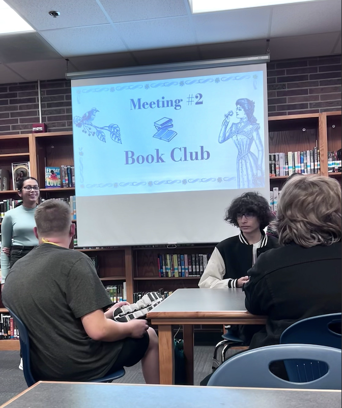 Lincoln East's book club meets for the second time this year on September 24, 2024 at 3:05pm in the Library. The president of the club, Kashish Nagia, welcomes all of the members. 